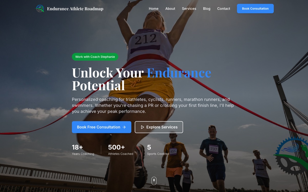 Endurance Athlete Roadmap website front page