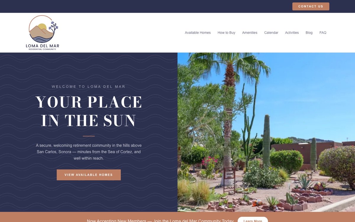 Loma del Mar website front page
