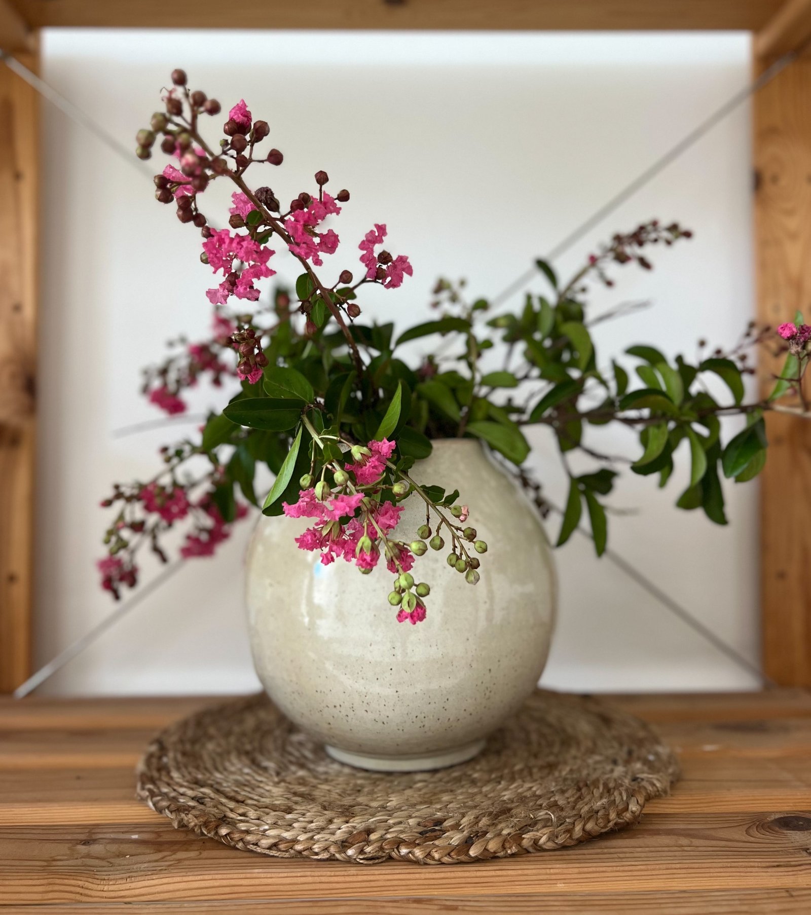 Handmade ceramic Ojai Moon Vase in Matilija Collection glaze, Ritual Ceramics