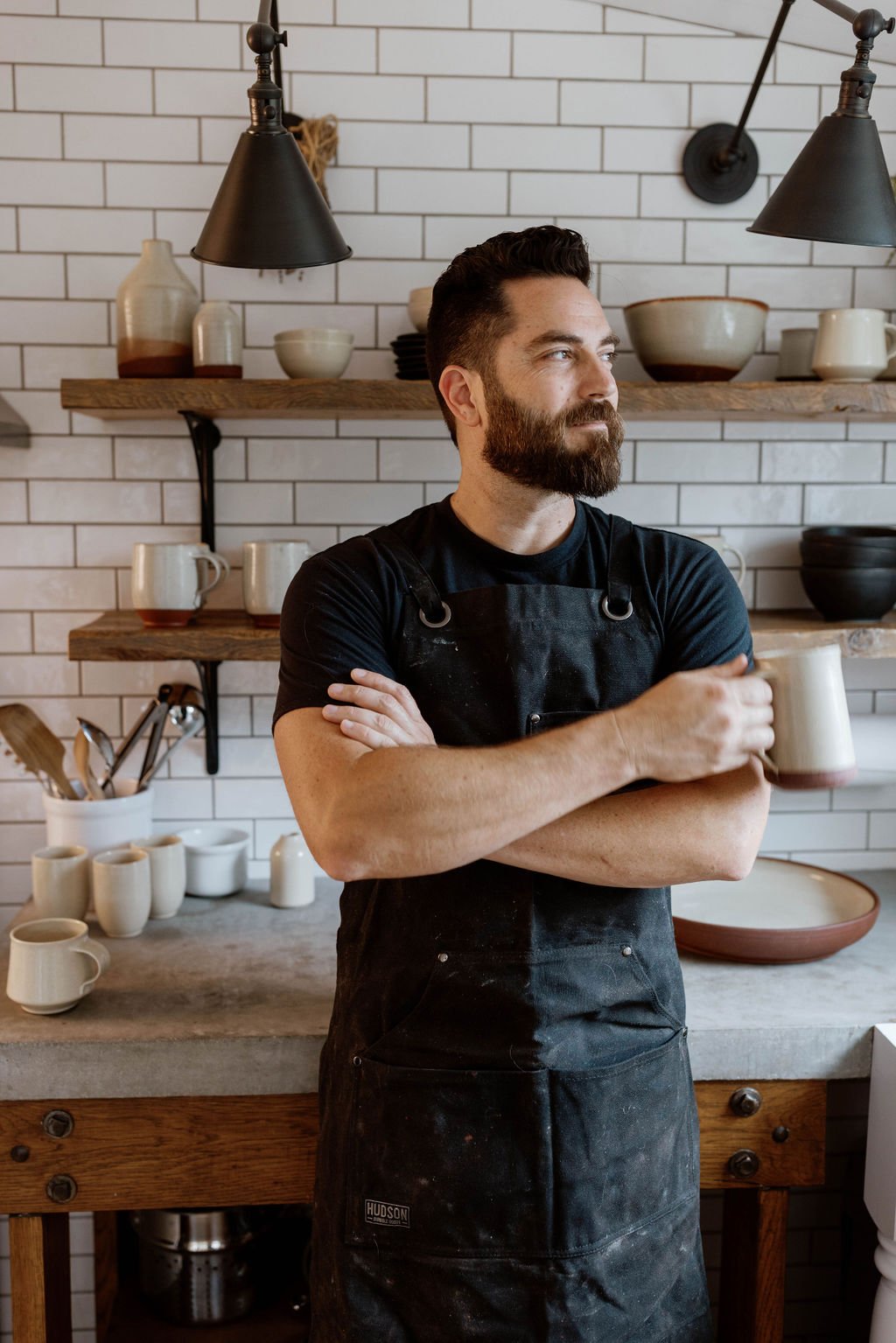 Ceramic artist Jeffrey Ryan May working in the Ritual Ceramics studio in Ojai